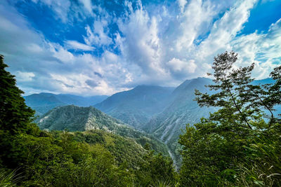 Scenic view of mountains against sky