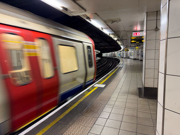 Blurred motion of train at subway