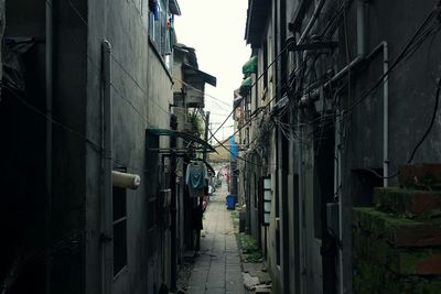 Narrow alley amidst buildings in city