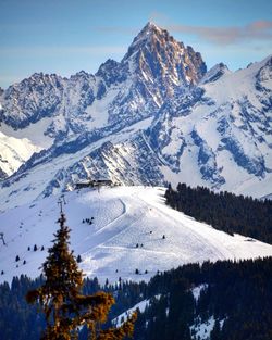 Snow covered mountain against sky