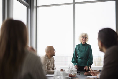 People talking during business meeting