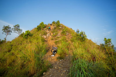 Scenic view of mountain against clear sky