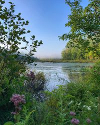 Scenic view of lake against sky