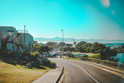 View of city street against clear sky