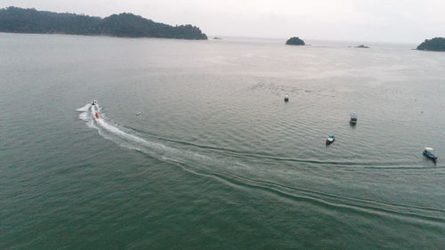 High angle view of people on beach