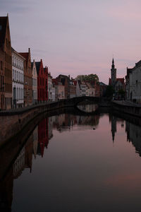 Reflection of buildings in water, brugge belgium