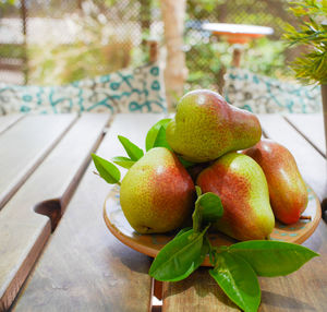 Close-up of fruits on table