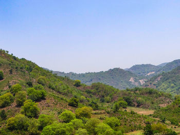 Scenic view of mountains against clear sky