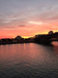 Scenic view of river against sky during sunset