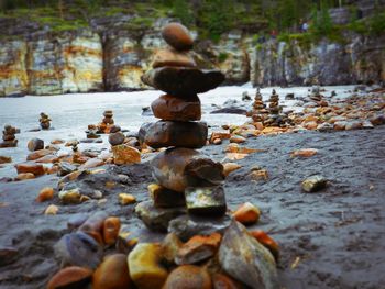 Close-up of stones in water