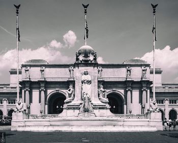 Fountain with buildings in background