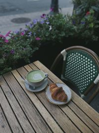 High angle view of coffee on table