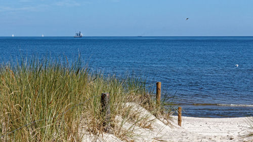 Scenic view of sea against clear sky