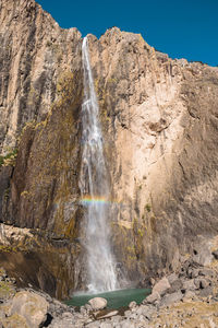 Low angle view of waterfall