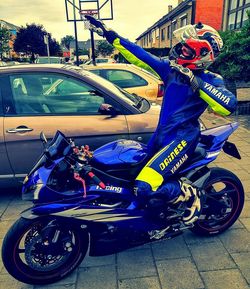 Man cycling on motorcycle