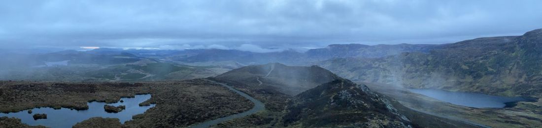 Panoramic view of mountains against sky