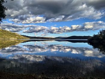 Scenic view of lake against sky