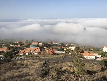 High angle view of townscape against sky