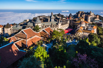 Landscape of castles from top view at bana hills, da nang, vietnam