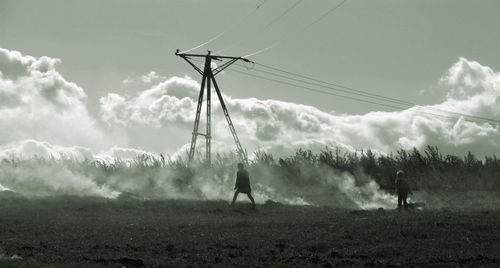 Low angle view of landscape against sky