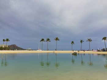 Scenic view of sea against cloudy sky