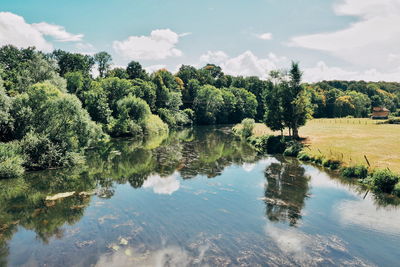 Scenic view of lake against sky