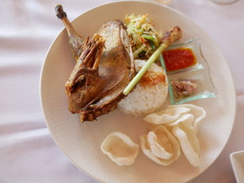 High angle view of meal served in plate