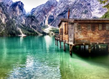 Scenic view of lake and mountains