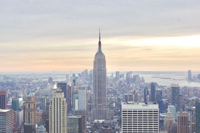 View of cityscape at sunset