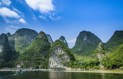 Panoramic shot of rocks in mountains against sky