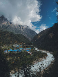 Scenic view of mountains against sky