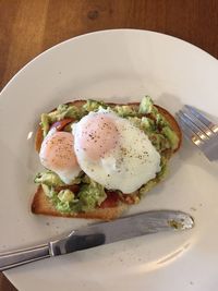 Close-up of breakfast served on table