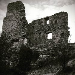 Low angle view of old ruin building