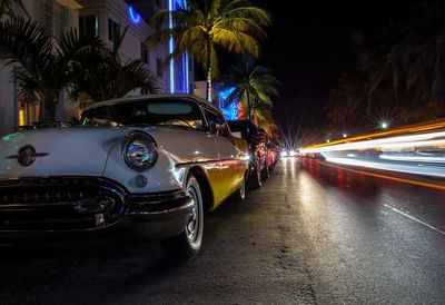 Traffic on road at night