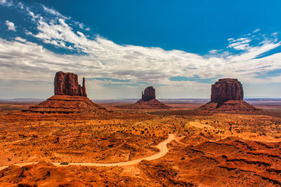 Panoramic view of rock formations against sky