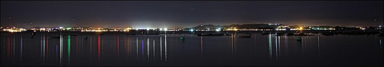 Illuminated city at night