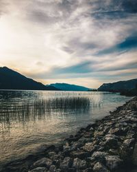 Scenic view of lake against sky