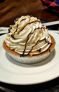 Close-up of dessert in plate on table