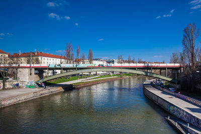 The danube canal seen from the aspern bridge in vienna