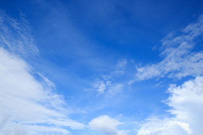 Low angle view of clouds in blue sky