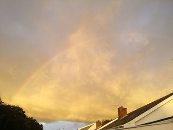 Low angle view of house against cloudy sky