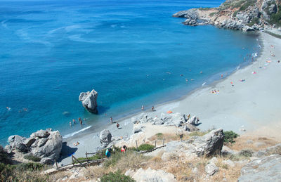 High angle view of beach