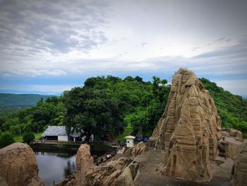 View of temple against cloudy sky