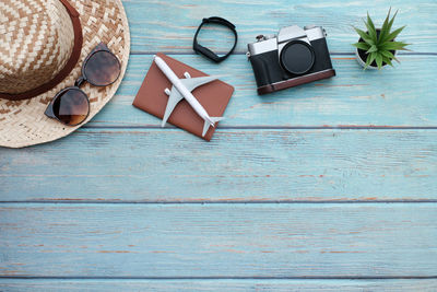 High angle view of sunglasses on table