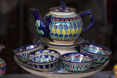 Close-up of teapot on table