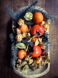 High angle view of fruits