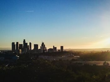 View of cityscape at sunset