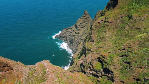 High angle view of rocks on mountain