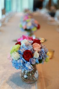 Close-up of flower bouquet on table