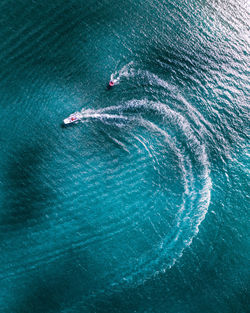 High angle view of people in sea